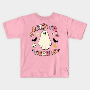 Kawaii Retro Halloween Ghost - Lets Go Ghouls Y2K Kids T-Shirt